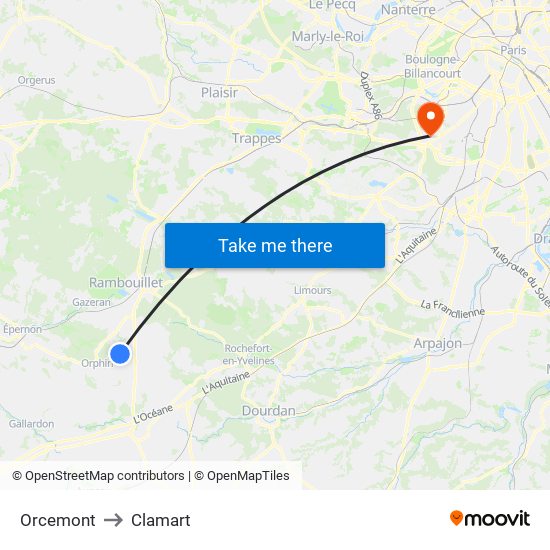 Orcemont to Clamart map