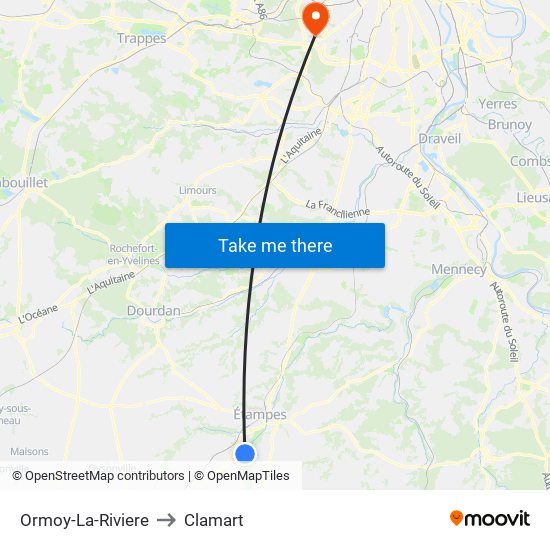 Ormoy-La-Riviere to Clamart map