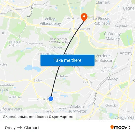 Orsay to Clamart map