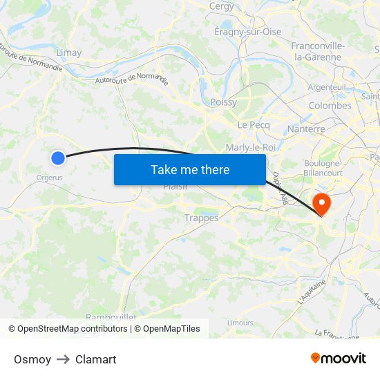 Osmoy to Clamart map