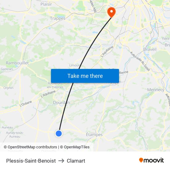Plessis-Saint-Benoist to Clamart map
