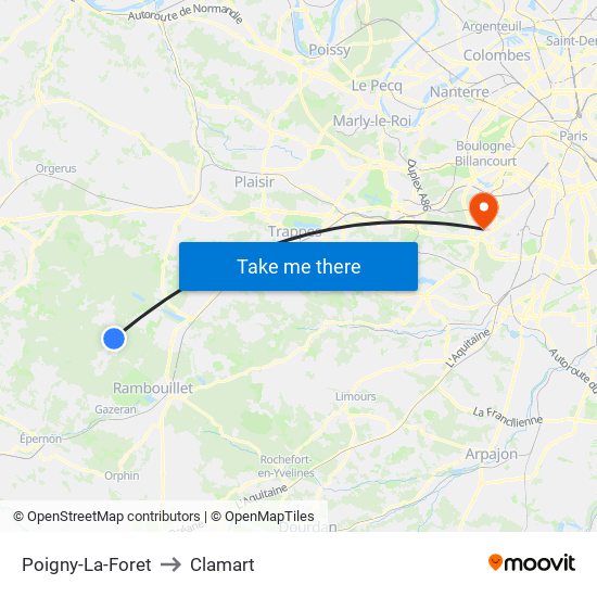 Poigny-La-Foret to Clamart map