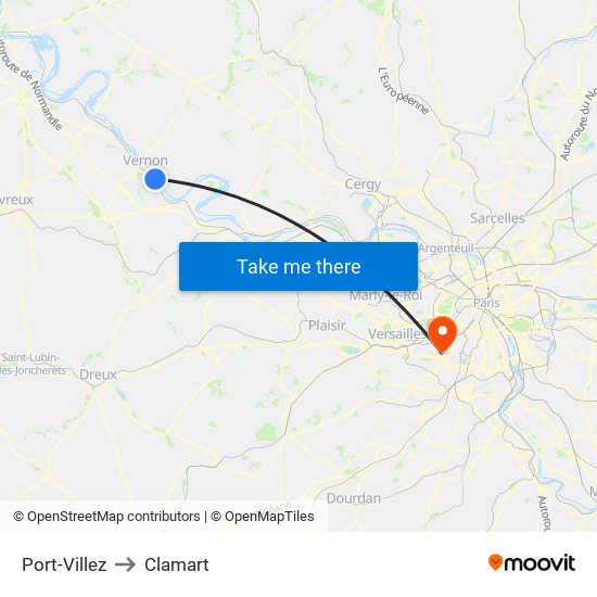 Port-Villez to Clamart map