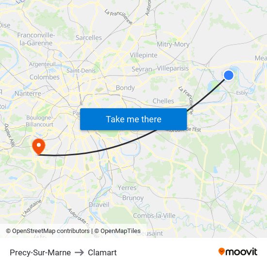 Precy-Sur-Marne to Clamart map