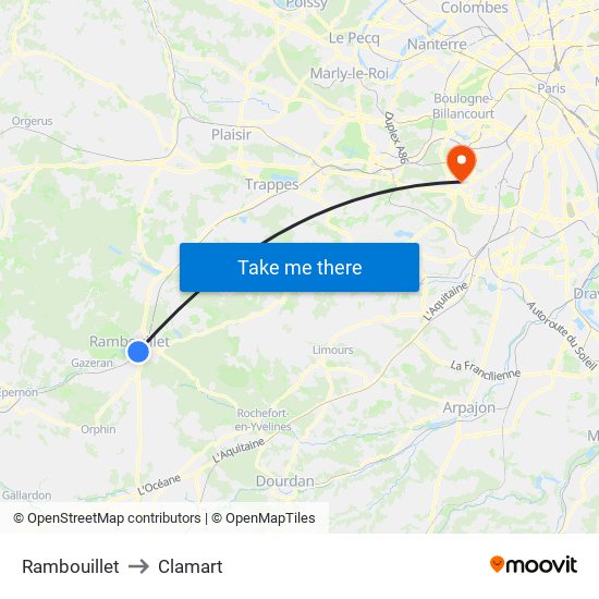 Rambouillet to Clamart map