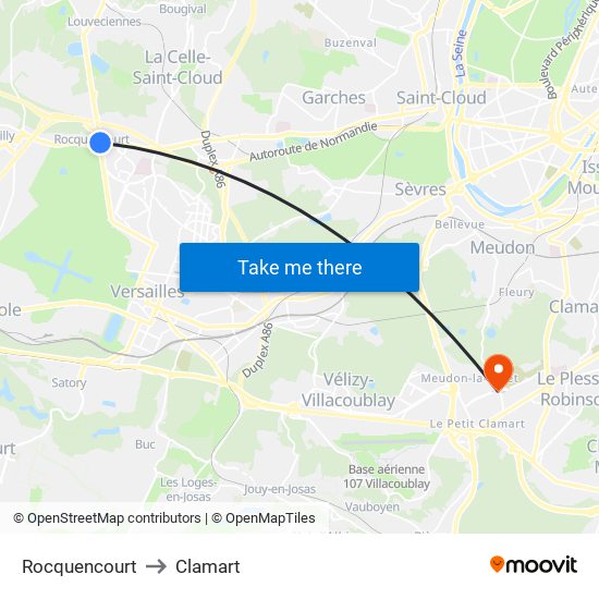 Rocquencourt to Clamart map