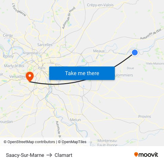 Saacy-Sur-Marne to Clamart map