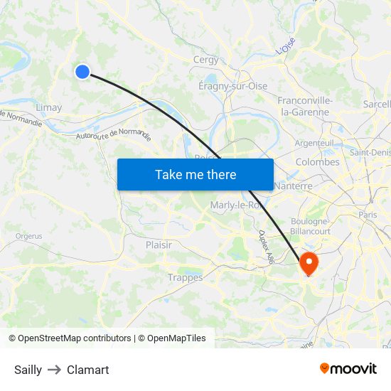 Sailly to Clamart map