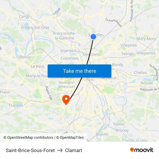 Saint-Brice-Sous-Foret to Clamart map