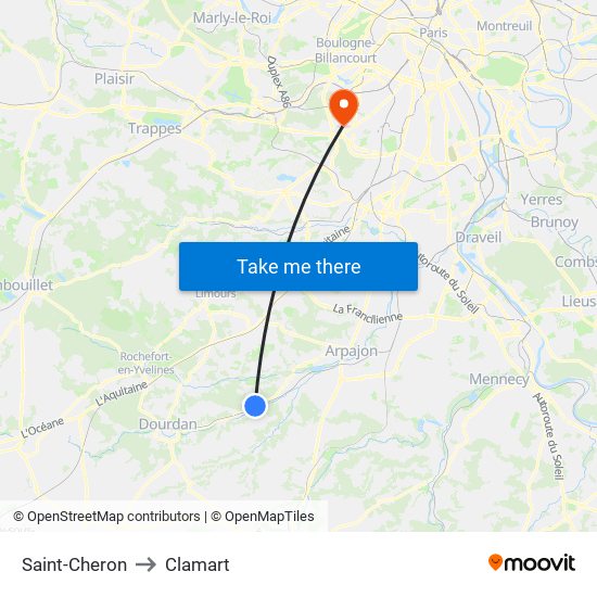 Saint-Cheron to Clamart map
