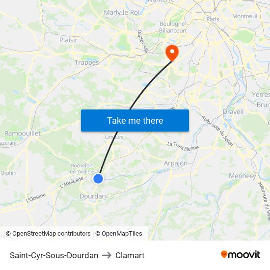 Saint-Cyr-Sous-Dourdan to Clamart map