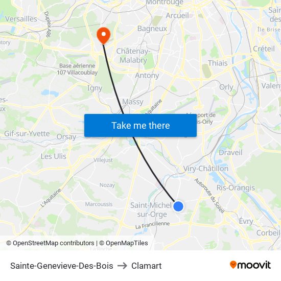 Sainte-Genevieve-Des-Bois to Clamart map