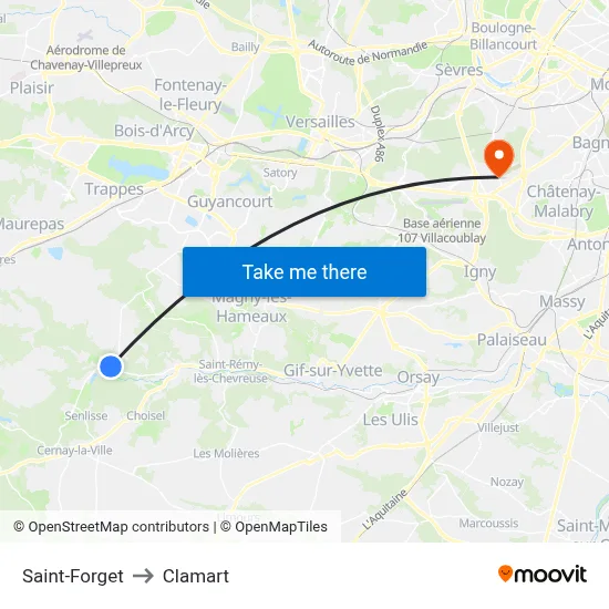 Saint-Forget to Clamart map