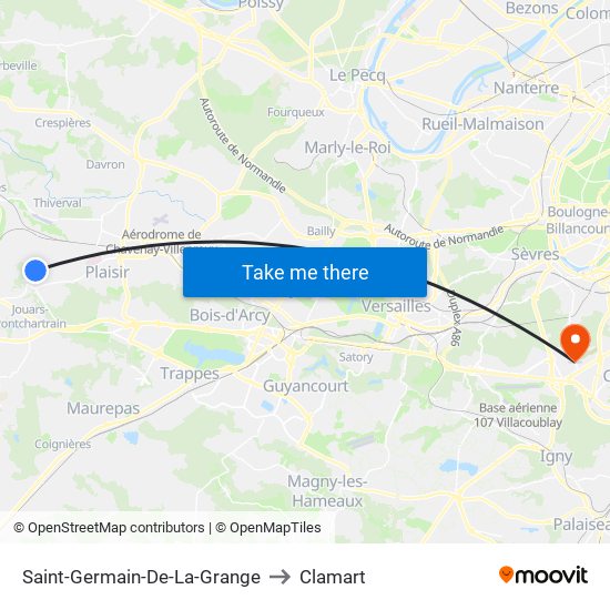 Saint-Germain-De-La-Grange to Clamart map
