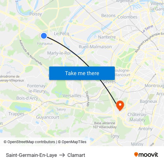 Saint-Germain-En-Laye to Clamart map
