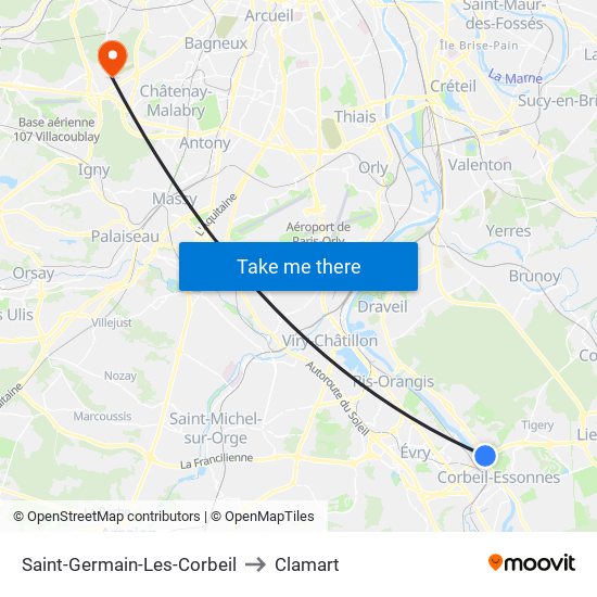 Saint-Germain-Les-Corbeil to Clamart map