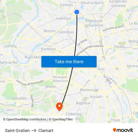 Saint-Gratien to Clamart map