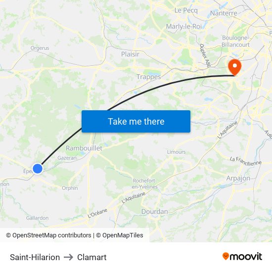 Saint-Hilarion to Clamart map
