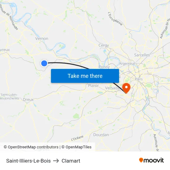 Saint-Illiers-Le-Bois to Clamart map