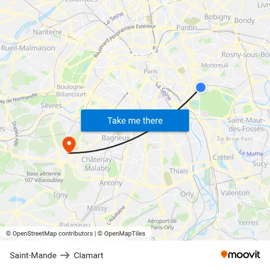 Saint-Mande to Clamart map