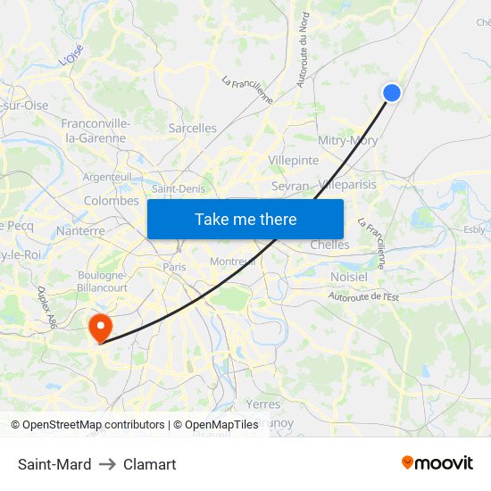 Saint-Mard to Clamart map