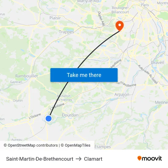Saint-Martin-De-Brethencourt to Clamart map