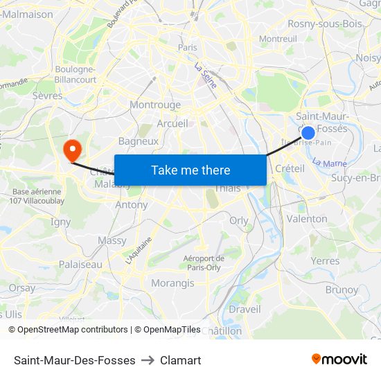 Saint-Maur-Des-Fosses to Clamart map