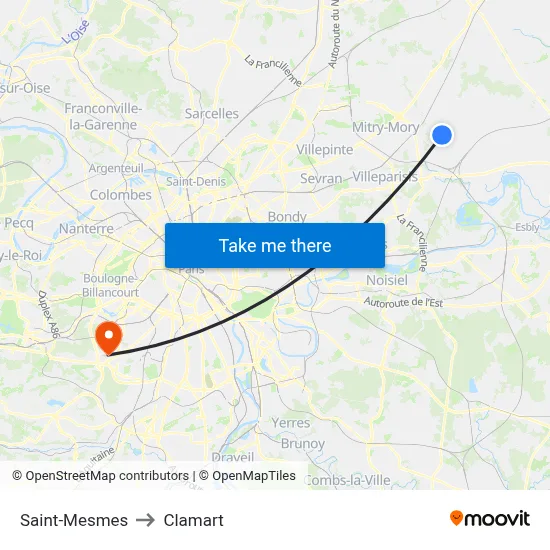 Saint-Mesmes to Clamart map