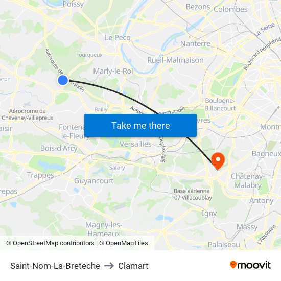 Saint-Nom-La-Breteche to Clamart map