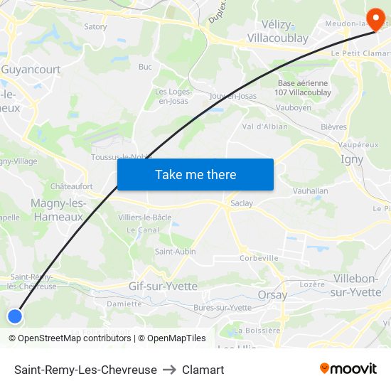 Saint-Remy-Les-Chevreuse to Clamart map