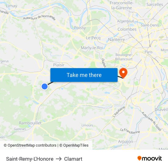 Saint-Remy-L'Honore to Clamart map