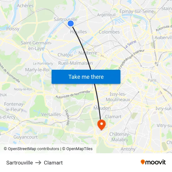 Sartrouville to Clamart map