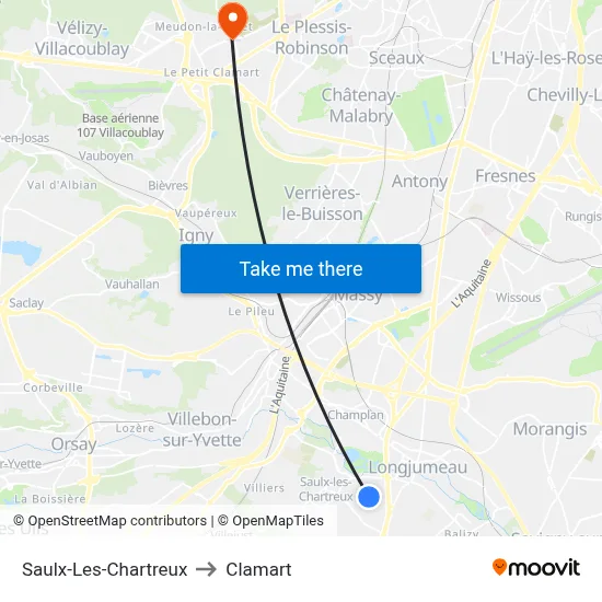 Saulx-Les-Chartreux to Clamart map