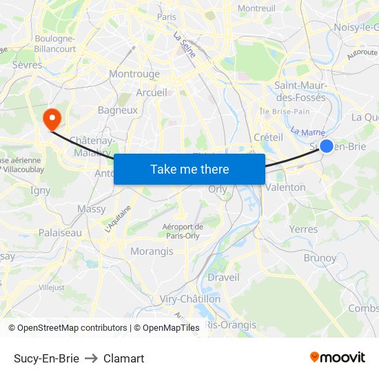 Sucy-En-Brie to Clamart map
