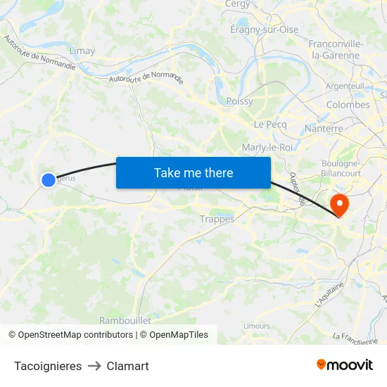 Tacoignieres to Clamart map