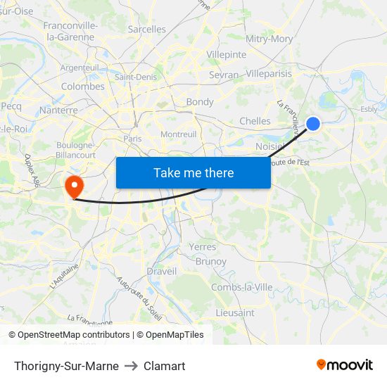 Thorigny-Sur-Marne to Clamart map