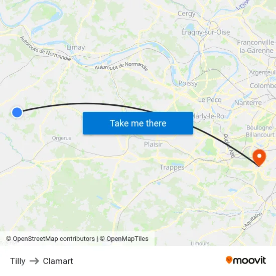 Tilly to Clamart map