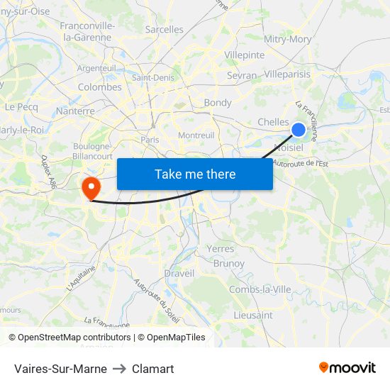 Vaires-Sur-Marne to Clamart map