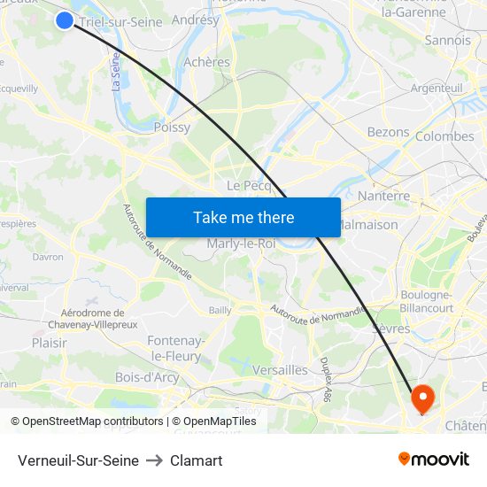 Verneuil-Sur-Seine to Clamart map