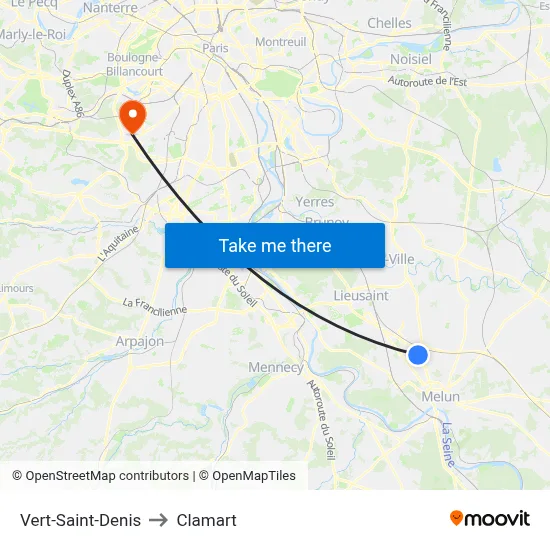 Vert-Saint-Denis to Clamart map