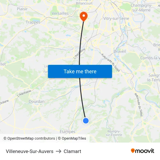 Villeneuve-Sur-Auvers to Clamart map