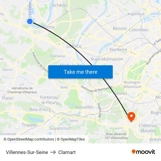 Villennes-Sur-Seine to Clamart map