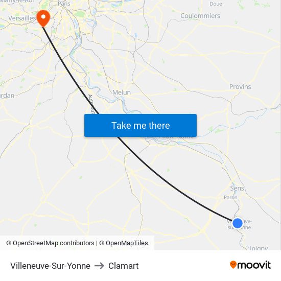 Villeneuve-Sur-Yonne to Clamart map