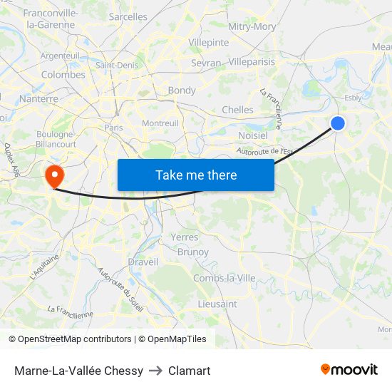 Marne-La-Vallée Chessy to Clamart map