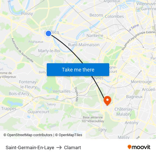 Saint-Germain-En-Laye to Clamart map