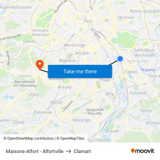 Maisons-Alfort - Alfortville to Clamart map