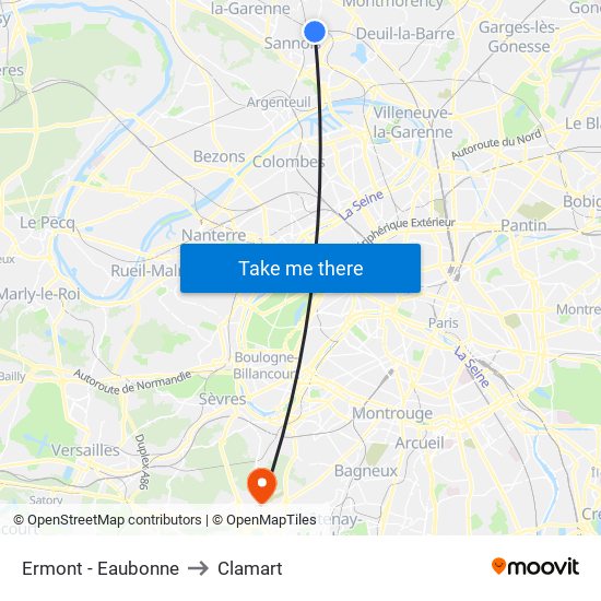 Ermont - Eaubonne to Clamart map
