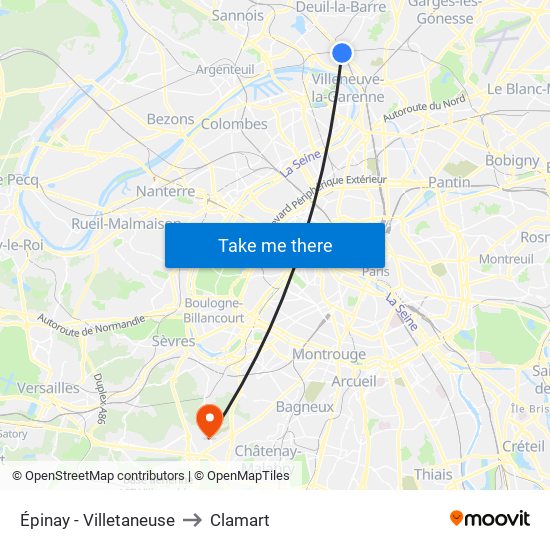 Épinay - Villetaneuse to Clamart map
