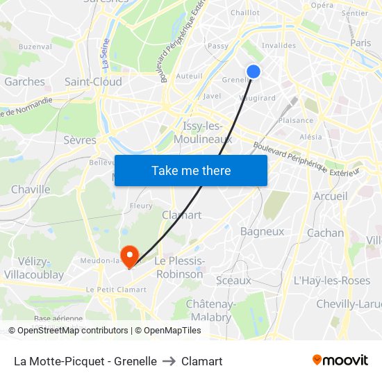 La Motte-Picquet - Grenelle to Clamart map