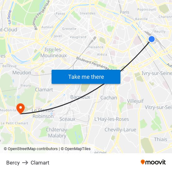 Bercy to Clamart map